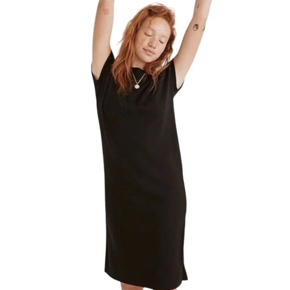 Madewell Women's Ribbed Shoulder Tee Midi Dress in Black XS - Picture 3 of 9
